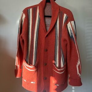 Southwestern Navajo Style Shawl Collar Cardigan Sweater